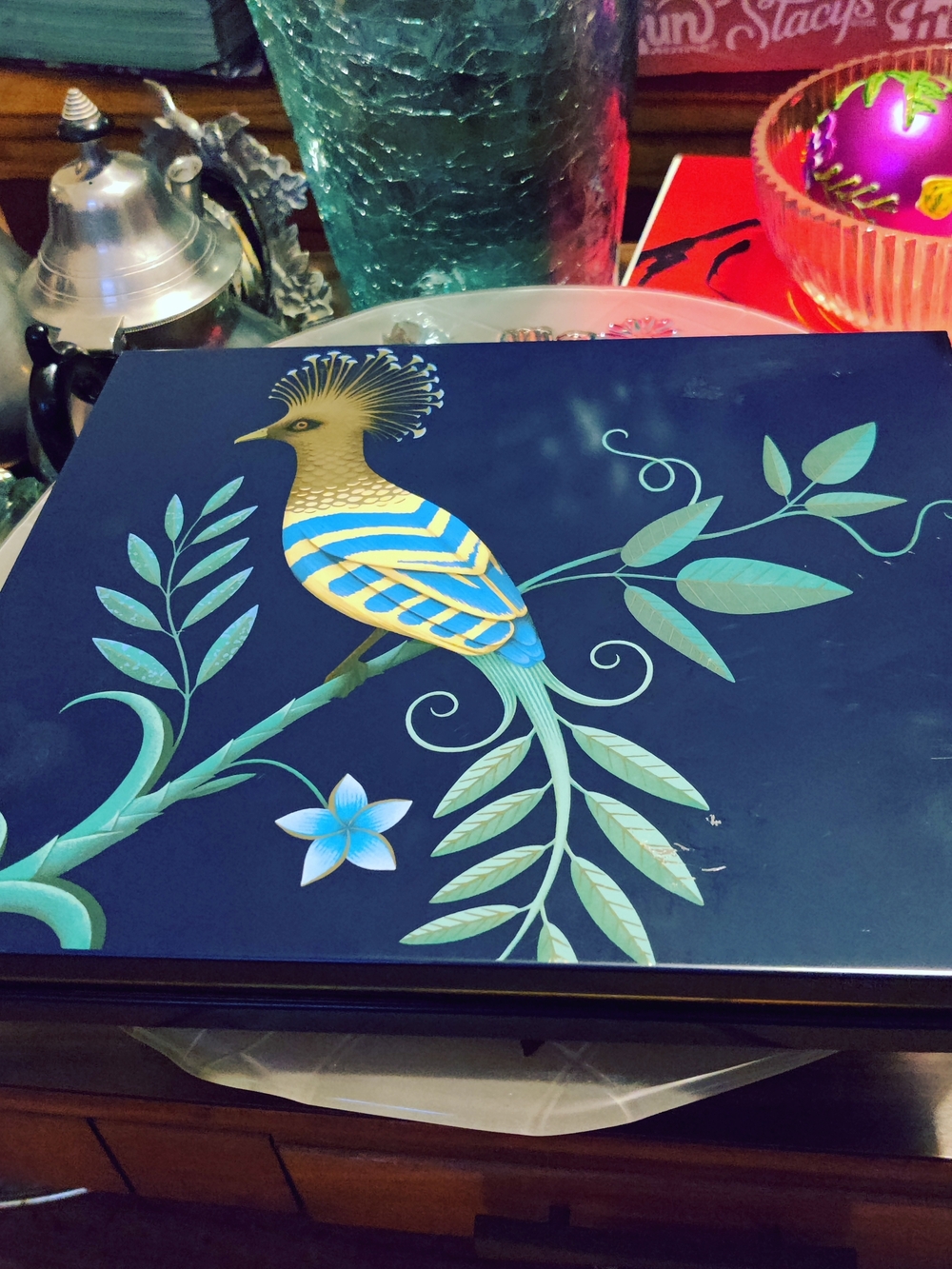 Decorative Blue Bird Storage Box - Blue & Teal
